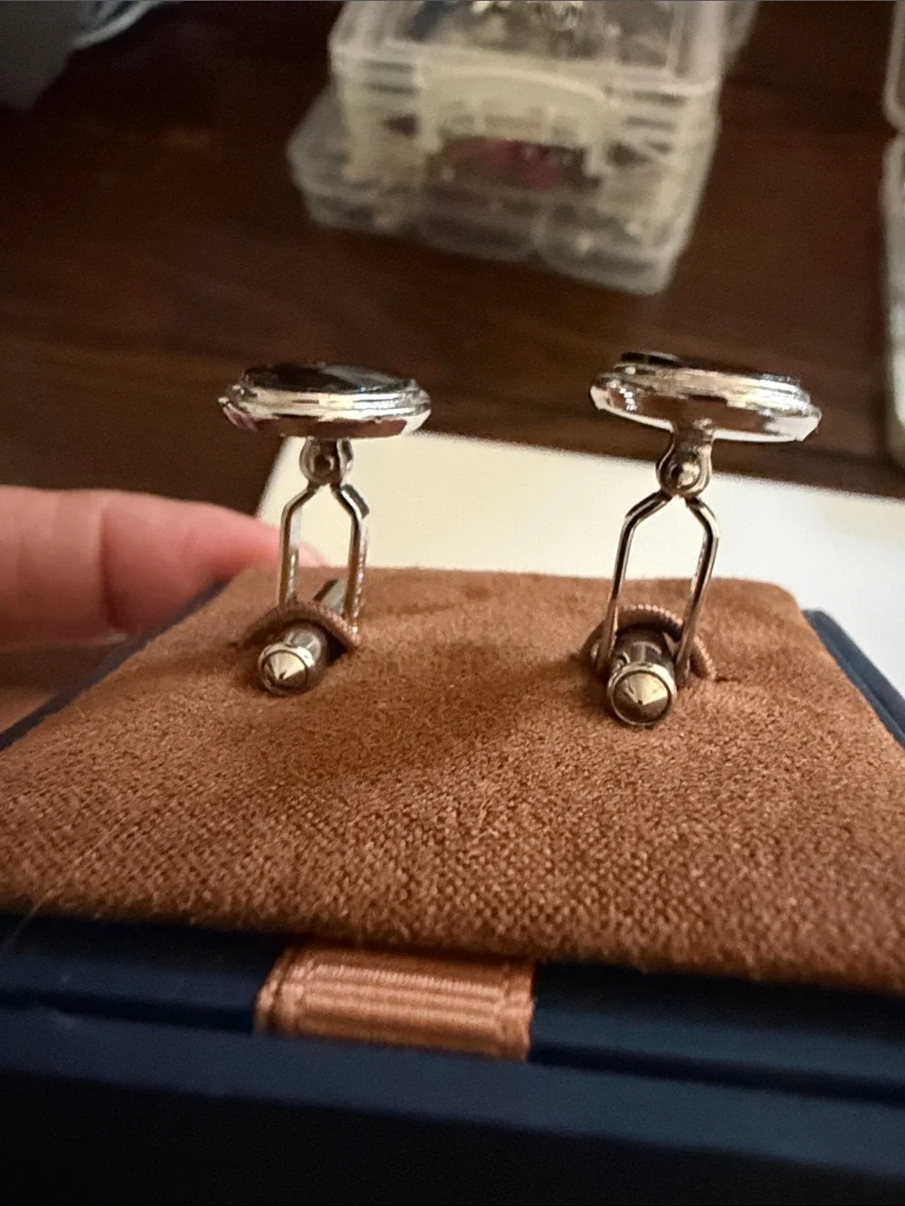 Silver Black Oval Cufflinks DEstino